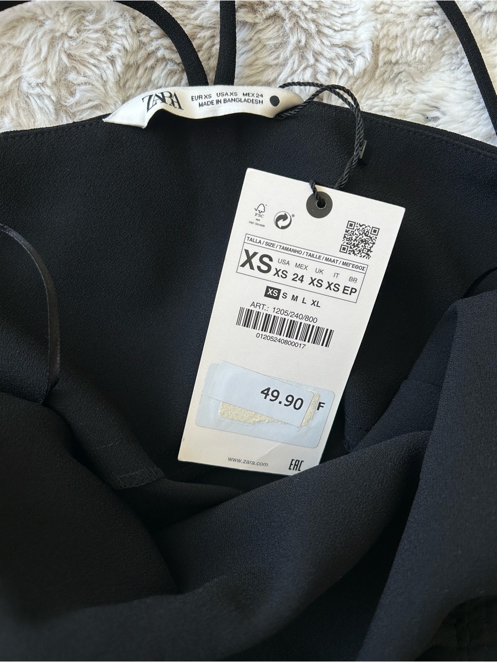 ZARA Black Strappy Ruched Mini Dress, Size XS - Picture 4 of 4